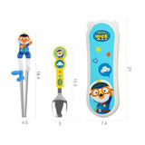 EdisonStainless Chopsticks Easy Spoon&Case Set Police Pororo,Firefighter Pororo (Right-Handed)