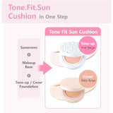 Tone Fit Sun Foundation-Free Vegan Sun Cushion (Tone Up Cushion / Cover Cushion) SPF50+ PA++++